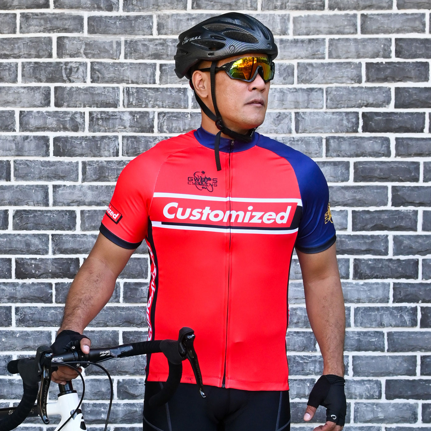 thumbnail image 2 of Santic Men's Winter Cycling Jersey – Long Sleeve Full Zipper Bike Jacket (Red) 2 of 5